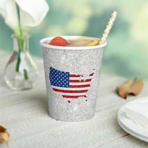 Gobelets En Papier Drapeau américain étoiles et bandes 4 juillet Pail