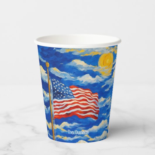 Gobelets En Papier Drapeau américain impressionniste (Verso)