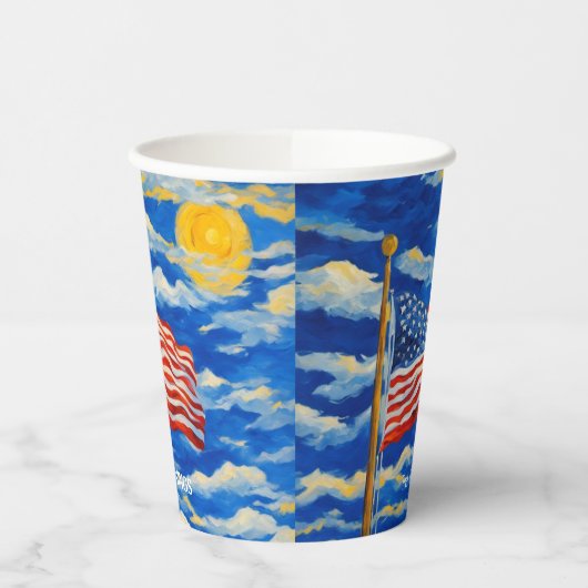 Gobelets En Papier Drapeau américain impressionniste (Gauche)