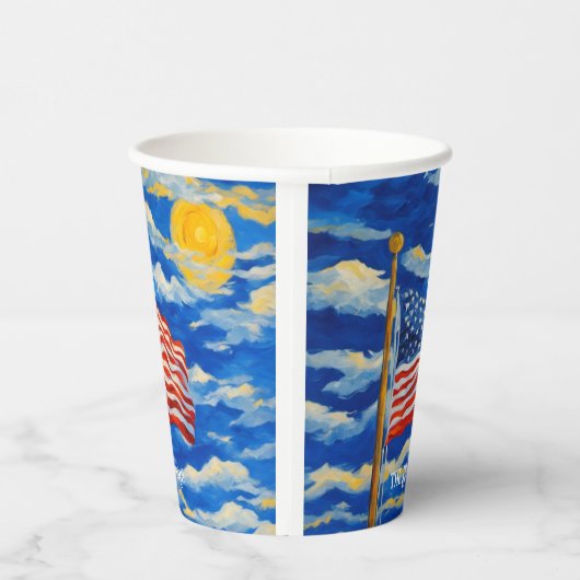 Gobelets En Papier Drapeau américain impressionniste (Droite)