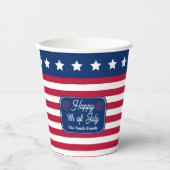 Gobelets En Papier Drapeau américain patriotique Joyeux 4 juillet Nom (Recto)