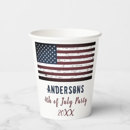 Gobelets En Papier Drapeau américain Personnalisé 4 Juillet Patriotiq (Verso)