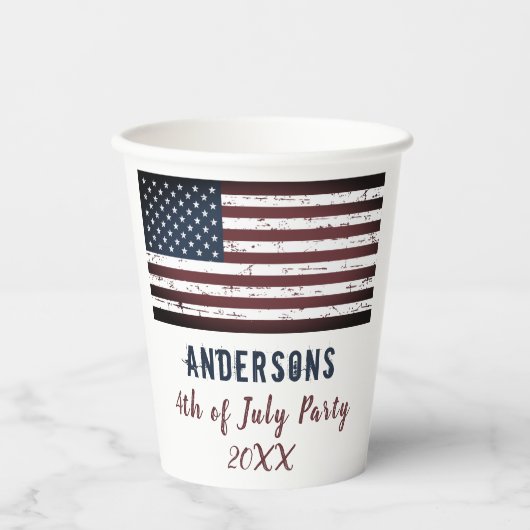 Gobelets En Papier Drapeau américain Personnalisé 4 Juillet Patriotiq (Recto)