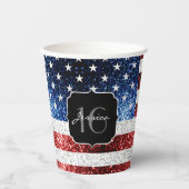 Gobelets En Papier Drapeau américain rouge blanc brillant parties sci (Recto)
