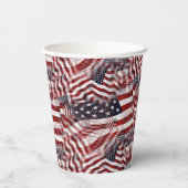 Gobelets En Papier Drapeau américain Rouge Bleu Bleu Grilles Étoiles  (Verso)
