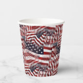 Gobelets En Papier Drapeau américain Rouge Bleu Bleu Grilles Étoiles  (Recto)
