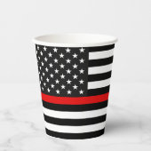 Gobelets en papier drapeau américain Thin Red Line (Recto)