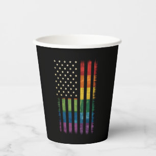 Gobelets En Papier Drapeau américain USA Arc-en-ciel Fierté Gay Lesbi