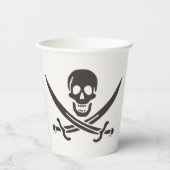 Gobelets En Papier Drapeau de crâne obsidien Drapeau de pirate Calico (Recto)