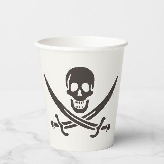 Gobelets En Papier Drapeau de crâne obsidien Drapeau de pirate Calico (Recto)