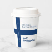 Gobelets En Papier Drapeau de la fête nationale finlandaise (Recto)