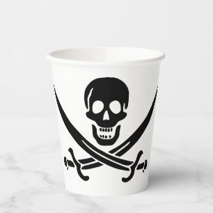 Gobelets En Papier Drapeau de pirate Crâne croisé épées