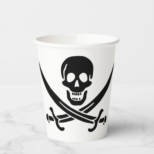 Gobelets En Papier Drapeau de pirate Crâne croisé épées (Gauche)