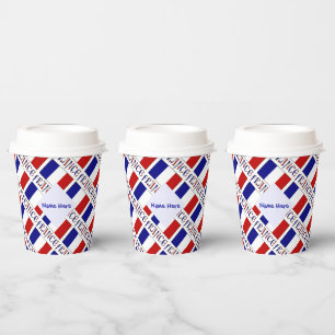 Gobelets En Papier Drapeau français de France en mosaïque bleu person