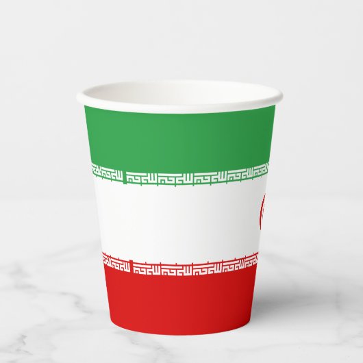 Gobelets En Papier Drapeau Iran (Recto)