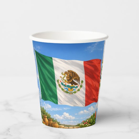 Gobelets En Papier Drapeau Mexicain (Recto)