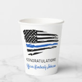 Gobelets En Papier Drapeau mince de la ligne bleue (Verso)