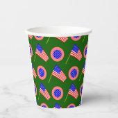 Gobelets En Papier Drapeau patriotique américain Motif sur vert (Recto)