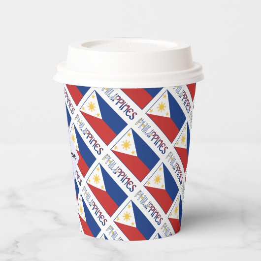 Gobelets En Papier Drapeau philippin aux Philippines avec votre nom (Gauche)