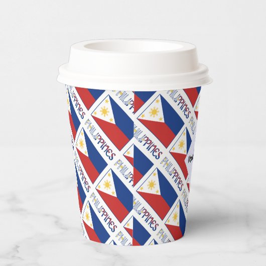 Gobelets En Papier Drapeau philippin aux Philippines avec votre nom (Droite)