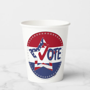 Gobelets En Papier Drapeau USA 2024 Étoile Vote Coche