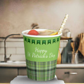 Gobelets En Papier Drapeaux verts Plaid Joyeux Saint Patrick`s Day