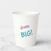Gobelets En Papier "Dream Big" Cat Sleep on Moon Inspirational Citati (Verso)