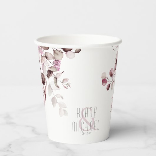 Gobelets En Papier Dreamy Foliage Mariage V1 Bourgogne ID817 (Verso)