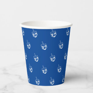 Gobelets En Papier Dreidel motif blanc et bleu Hanoukka parti