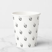 Gobelets En Papier Dreidel noir blanc motif Hanoukka moderne (Verso)