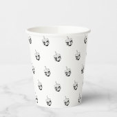 Gobelets En Papier Dreidel noir blanc motif Hanoukka moderne (Gauche)