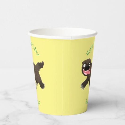 Gobelets En Papier Drôle animal avide de carcajou (Droite)