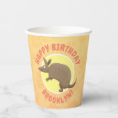 Gobelets En Papier Drôle armadillo joyeux dessin d'anniversaire (Recto)