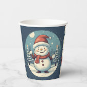 Gobelets En Papier Drôle bonhomme de neige (Recto)