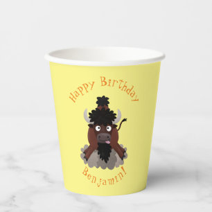 Gobelets En Papier Drôle buffle personnalisées anniversaire de dessin