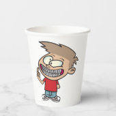 Gobelets En Papier Drôle Cartoon Boy avec Braces Smile (Recto)