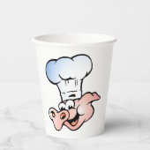 Gobelets En Papier Drôle Cartoon Cochon Chef avec Casquette (Recto)