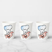 Gobelets En Papier Drôle Cartoon Cochon Chef avec Casquette