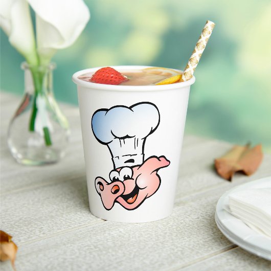 Gobelets En Papier Drôle Cartoon Cochon Chef avec Casquette
