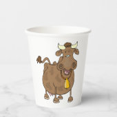 Gobelets En Papier Drôle Cartoon Vache Brown avec Bell Animal de ferm (Recto)