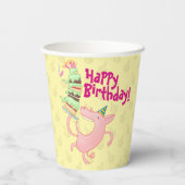 Gobelets En Papier Drôle Cochon Joyeux Anniversaire ! Carton de gâtea (Verso)
