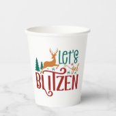 Gobelets En Papier Drôle de Renne Blitzen (Recto)
