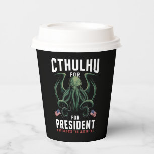Gobelets En Papier Drôle d'élection 2024 Cthulhu pour Président