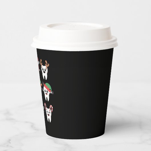 Gobelets En Papier Drôle Dental Noël Dents mignon Noël Dentiste (Gauche)