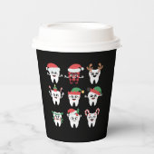 Gobelets En Papier Drôle Dental Noël Dents mignon Noël Dentiste (Recto)