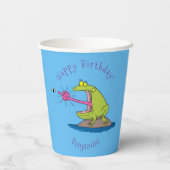 Gobelets En Papier Drôle dessin animé de grenouille et mouche (Verso)