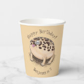 Gobelets En Papier Drôle dessin de grenouille à pluie dans le désert (Verso)