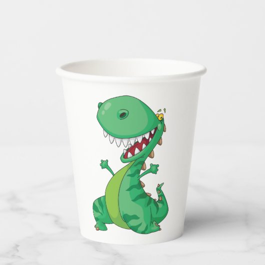 Gobelets En Papier Drôle Dinosaure Dinosaure Roaring T-Rex (Recto)