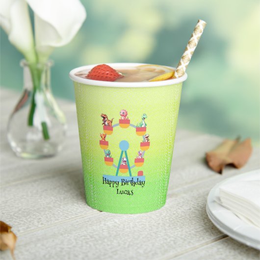 Gobelets En Papier Drôle dinosaure Ferris roue fête d'anniversaire do (Insitu)