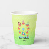 Gobelets En Papier Drôle dinosaure Ferris roue fête d'anniversaire do (Recto)